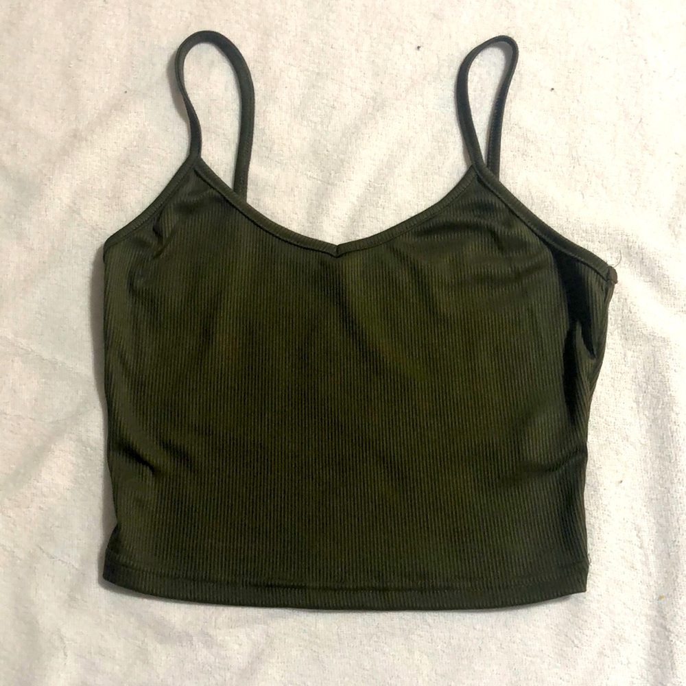 Never worn SHEIN olive green ribbed cropped tank